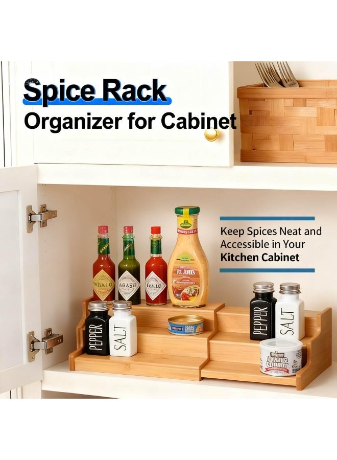 Arabest 2 Pack Bamboo Spice Organization for Cabinet, Cabinet Spice Organizer, 3-Tier Spice Rack Organizer for Cabinet, Kitchen Seasoning Organizer & Seasoning Rack - Image 2